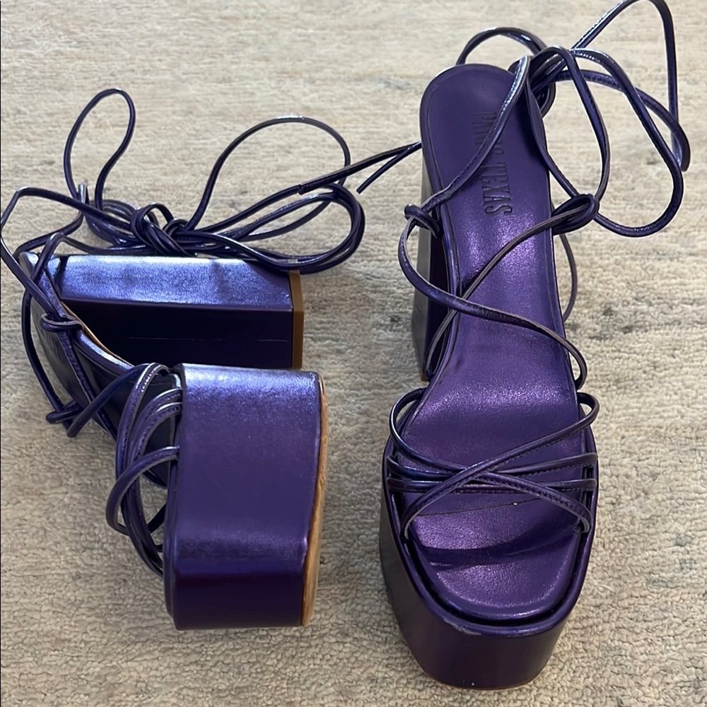 Paris Texas Malena 130mm Purple Platform Lace-Up Sandals